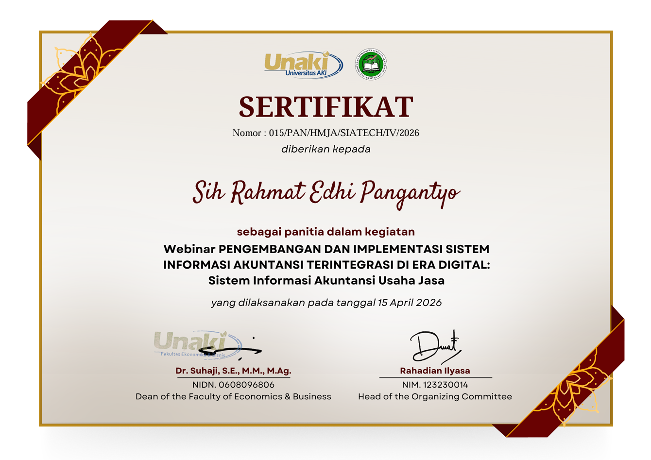 Panitia Webinar SIA Usaha Jasa